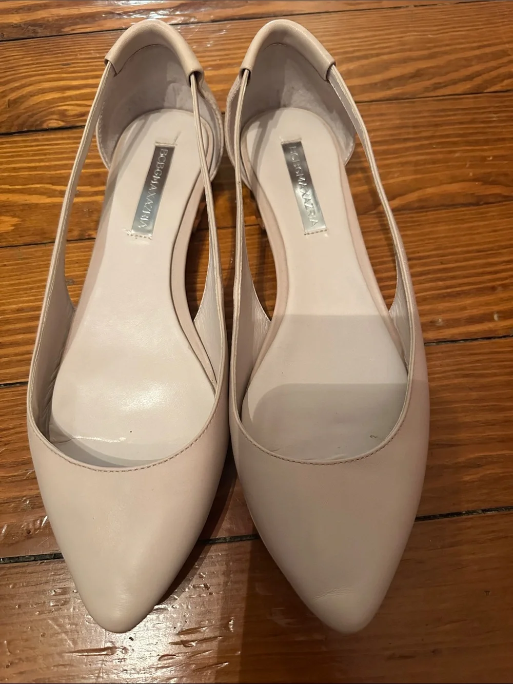 BCBGMaxAzria Blush Pointed Slingback Flats with Studded Heel